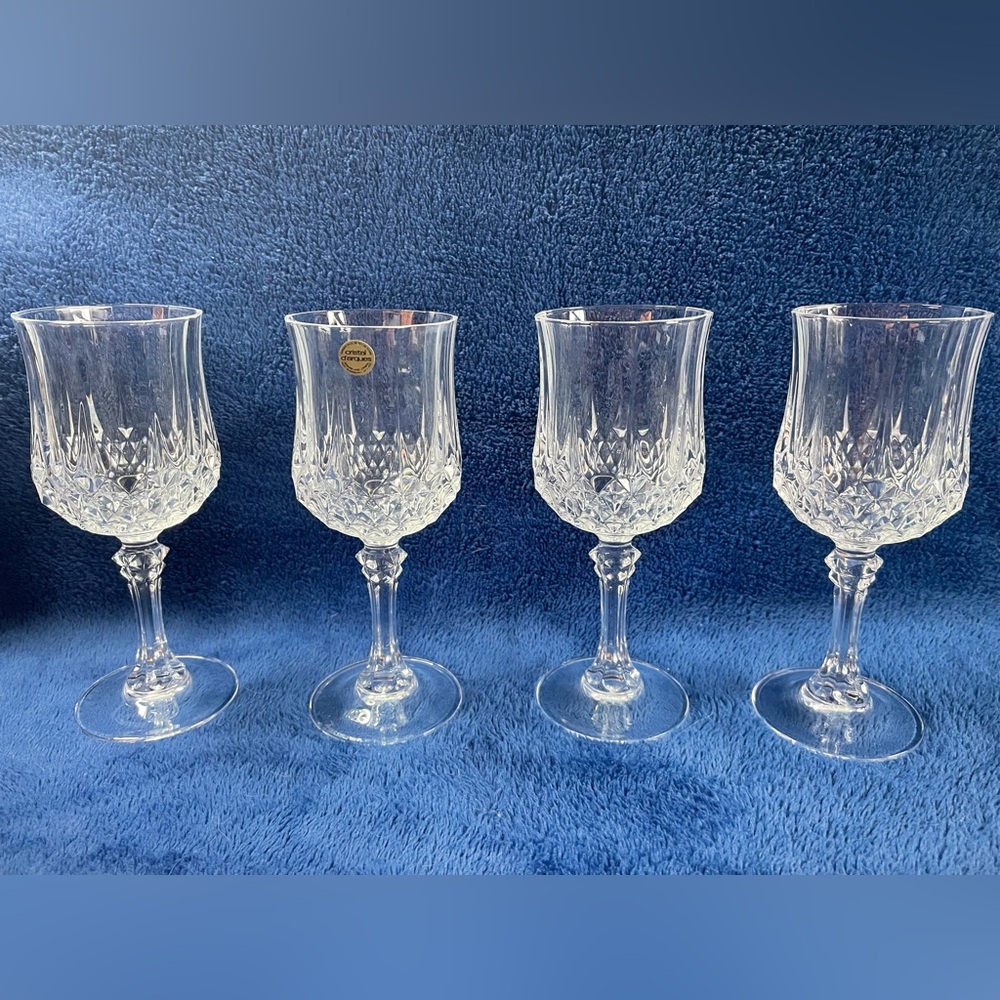 Set of 4 Cristal D'Arques Longchamp Lead Crystal Wine Glasses France 6 5/8